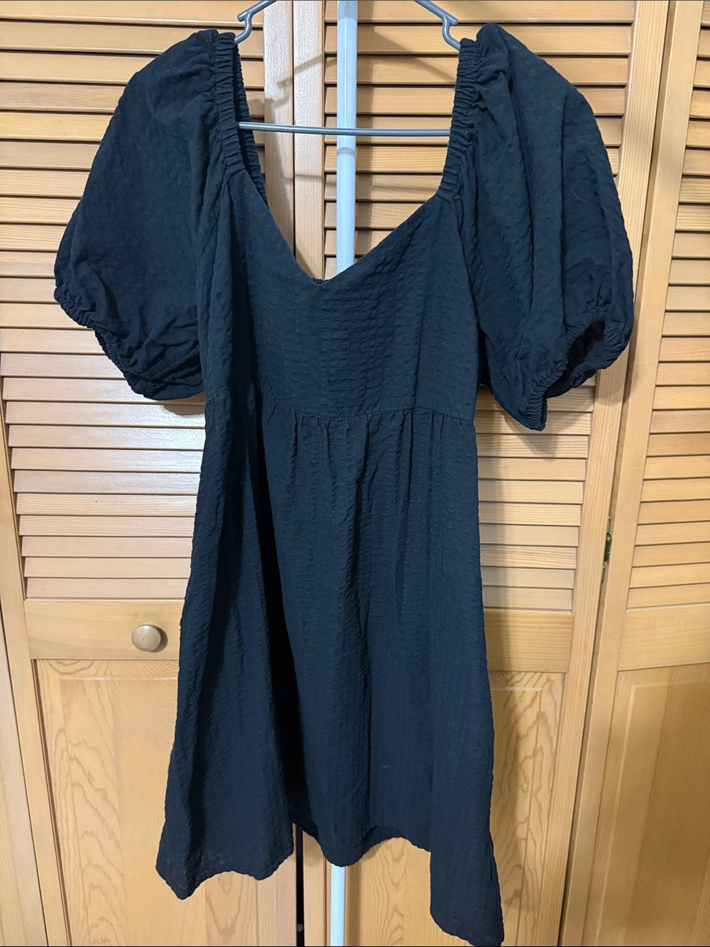 Black Puff Sleeve Mini Dress